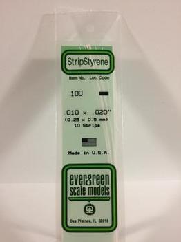 Evergreen 0100 10 STK. STRIPS 0,25 mm x 0,5 mm x 355 mm