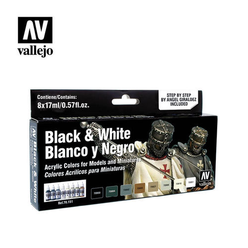 Vallejo 70151 Black and White - 8 bottles