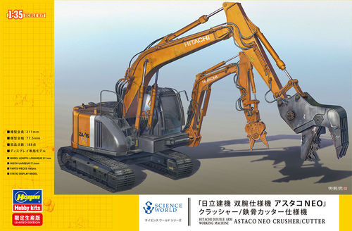 Hasegawa 52161 Hitachi Double Arm Working Machine Astaco Neo Crusher/Cutter   Schaal 1/35