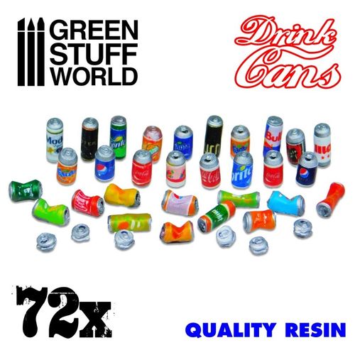 Green Stuff World 72x Resin Drink Cans (unpainted)