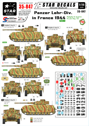 Decals Panzer Lehr Division in France 1944 1/35