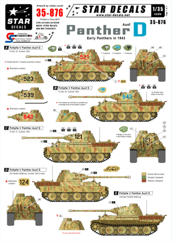 Decals Panther Ausf D Early Panthers in 1943 1/35