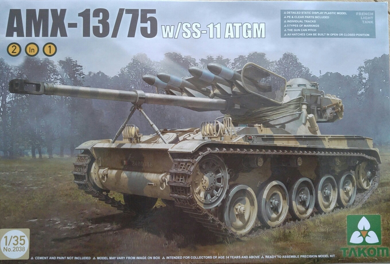 Takom 2038 French Light Tank AMX-13/75 w/SS-11 ATGM 1/35