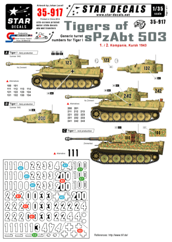 Decals Tigers of sPzAbt 503 1943 1/35