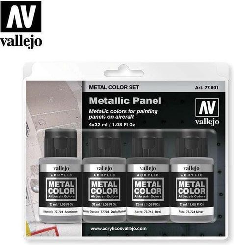 Vallejo 77601 Metallic Panel - Metal Color Set Verf set 4 flesjes 32ml